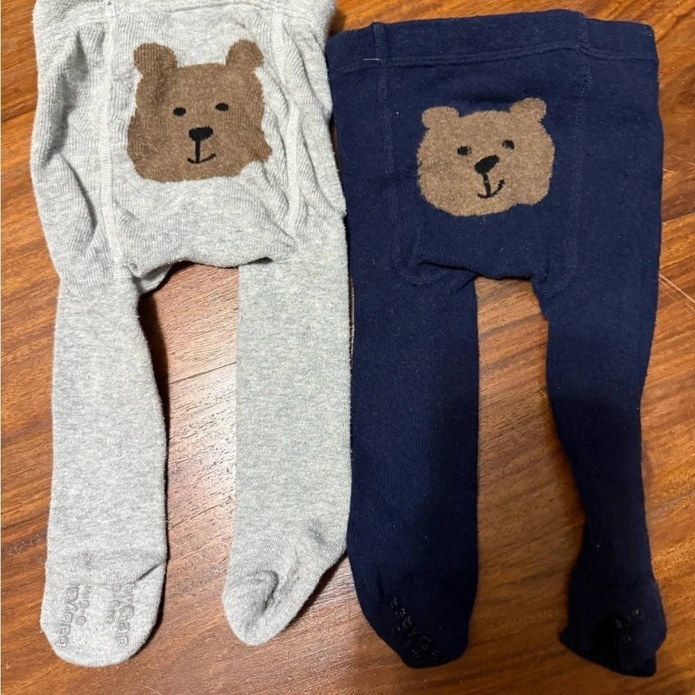 Bundle of 2 Baby Gap Brown Bear Footed Tights